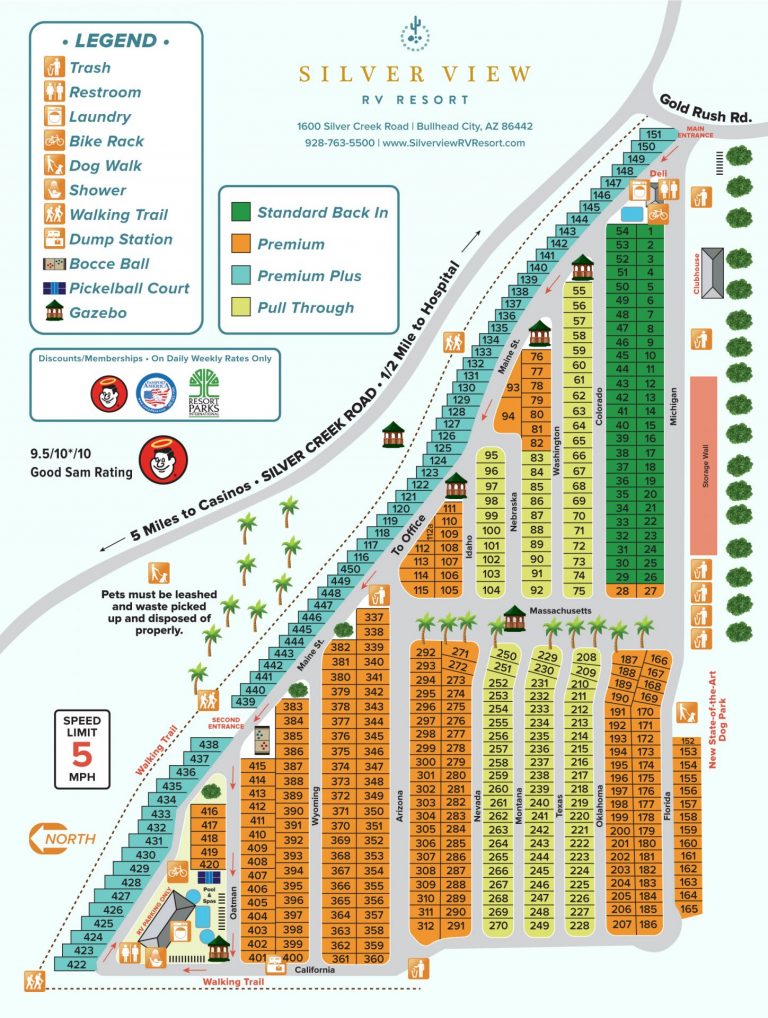 Resort Map Of Silver View RV Resort In Bullhead City, Arizona